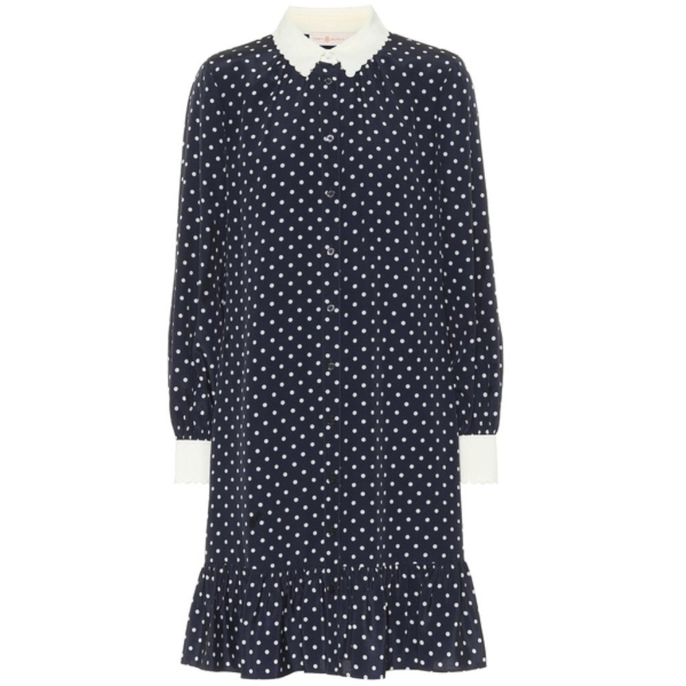 Tory Burch Cora Polka Dot Shirt Dress Sz 12